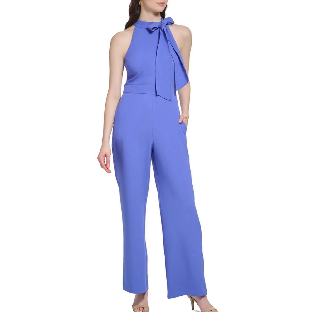 Vince Camuto Bow Neck Halter Jumpsuit Light Blue Size 6